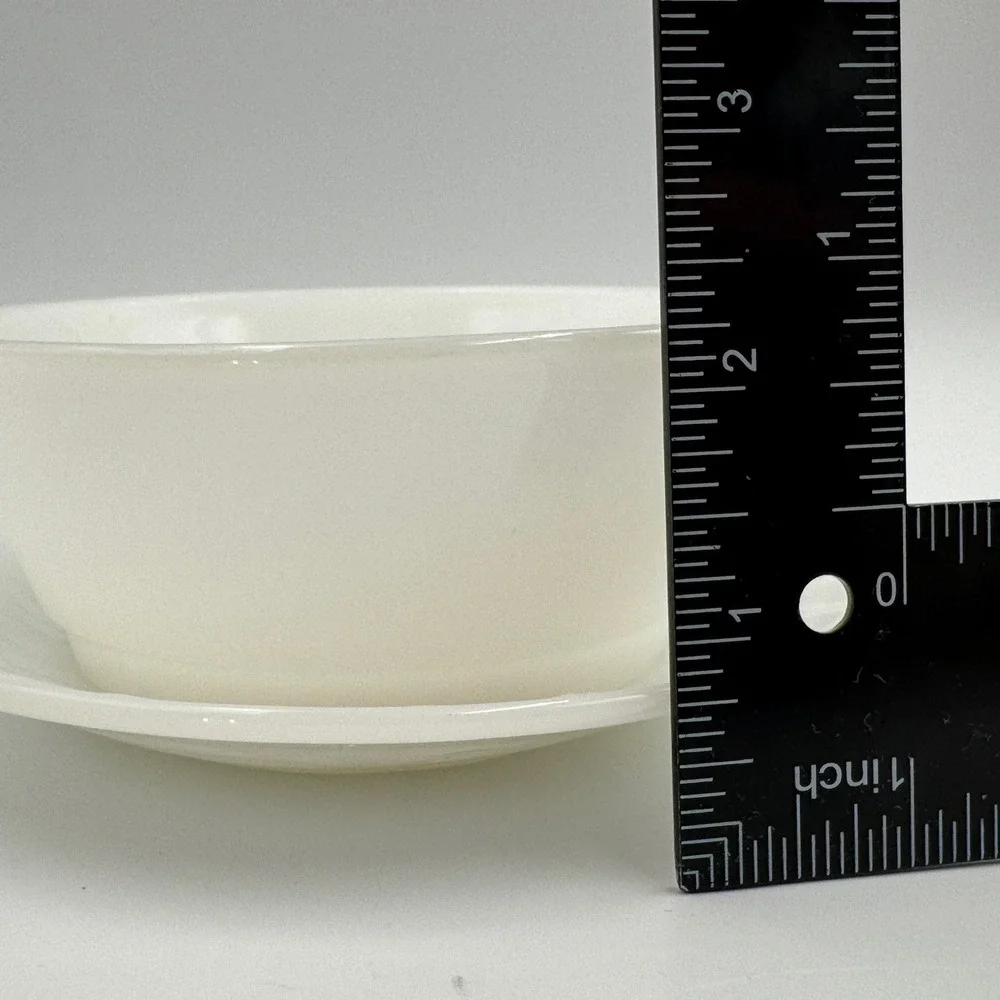 Anchor Hocking Fire-King Milk Glass Swirl Chili Bowl 8 oz & Saucer White Vintage